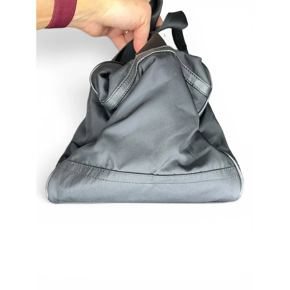 Coach F70504 Voyager Gym Duffle Bag Black Nylon Leather Travel Weekender